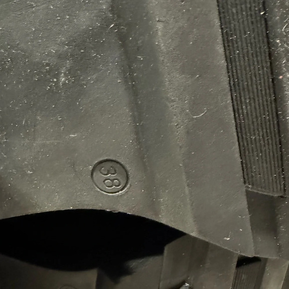 Annabella Black Leather Mid Calf Chunky Y2K Boots Size 7.5/38 - Picture 7 of 7